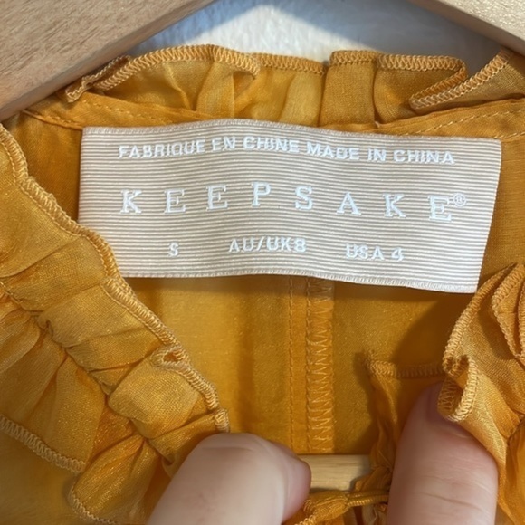 Keepsake The Label Long Sleeve Coquette Mini Dress Women’s Size 4‎ Silk Yellow - Picture 7 of 9